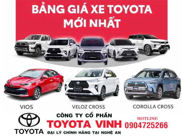 Bảng giá ô tô Toyota mới nhất tháng 5/2025 tại Vinh Nghệ An