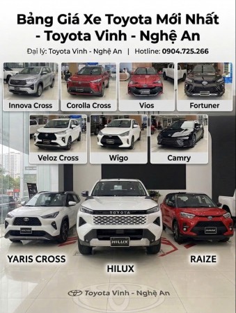 Bảng giá xe toyota tháng 7 tại Toyota Vinh Nghệ An