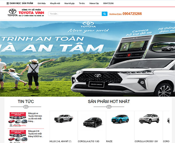 Website https://toyotanghean.com.vn là trang thông tin tin cậy của Công ty Toyota Vinh